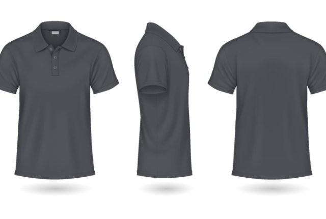 charcoal grey polo shirts mockup – realistic style