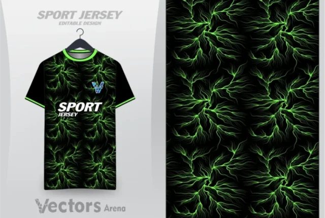 premium green electric lightning pattern sport jersey design